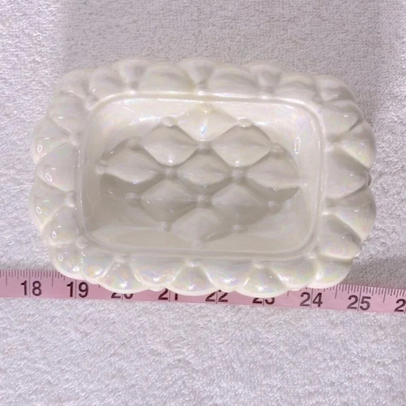 Vintage Arnels Iridescent Ceramic Quilted  Textured Soap Dish - Picture 13 of 13